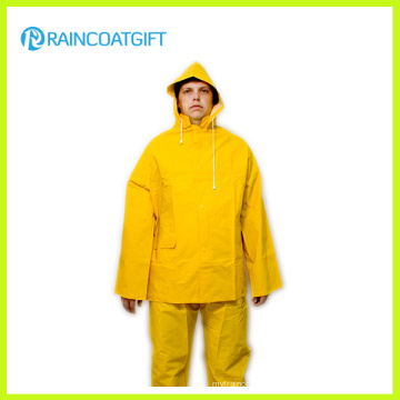 Combinaison de pluie en polyester jaune PVC 2PCS